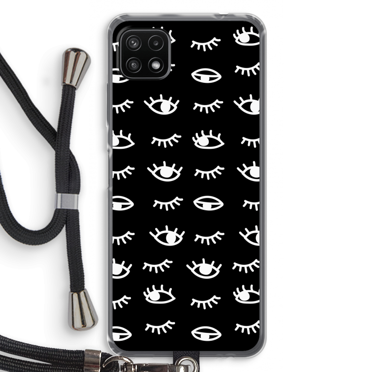 Eye pattern #3: Samsung Galaxy A22 5G Transparant Hoesje met koord