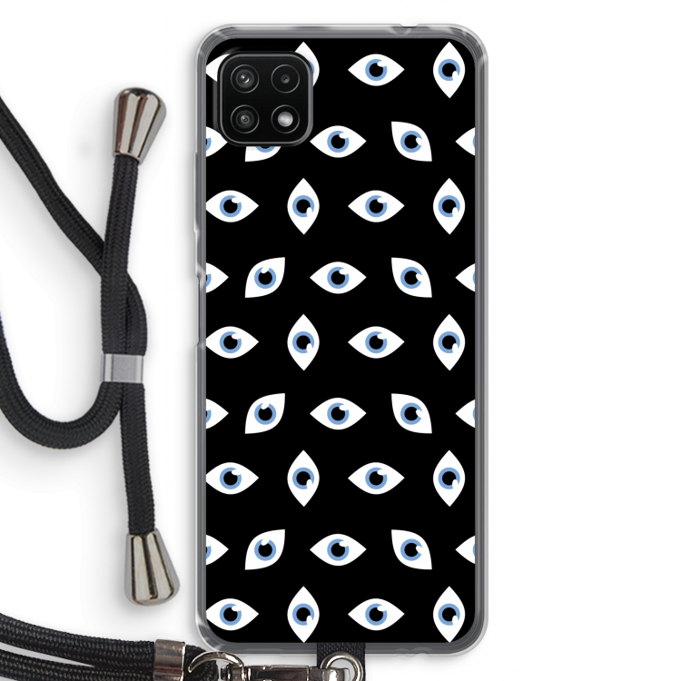Eyes pattern: Samsung Galaxy A22 5G Transparant Hoesje met koord