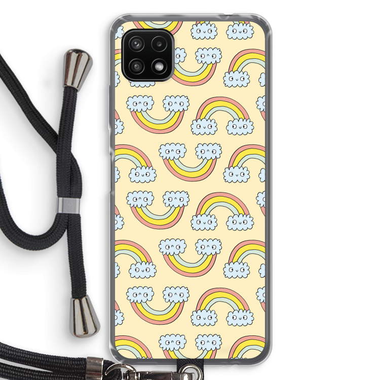 Regenboog: Samsung Galaxy A22 5G Transparant Hoesje met koord