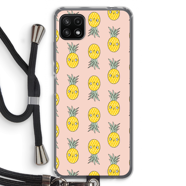 Ananas: Samsung Galaxy A22 5G Transparant Hoesje met koord