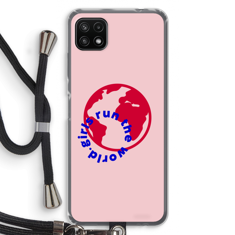 Run The World: Samsung Galaxy A22 5G Transparant Hoesje met koord
