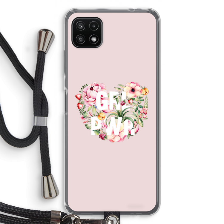 GRL PWR Flower: Samsung Galaxy A22 5G Transparant Hoesje met koord