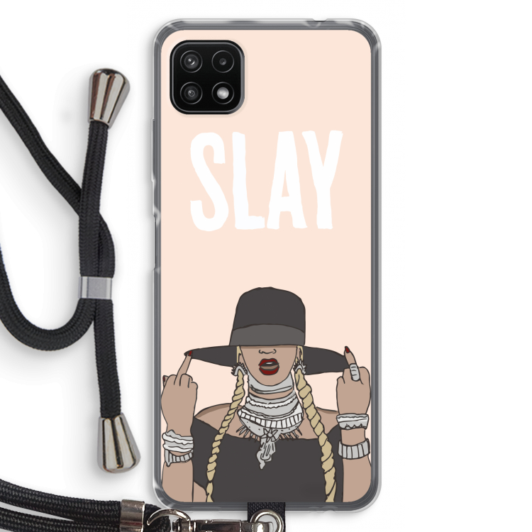 Slay All Day: Samsung Galaxy A22 5G Transparant Hoesje met koord