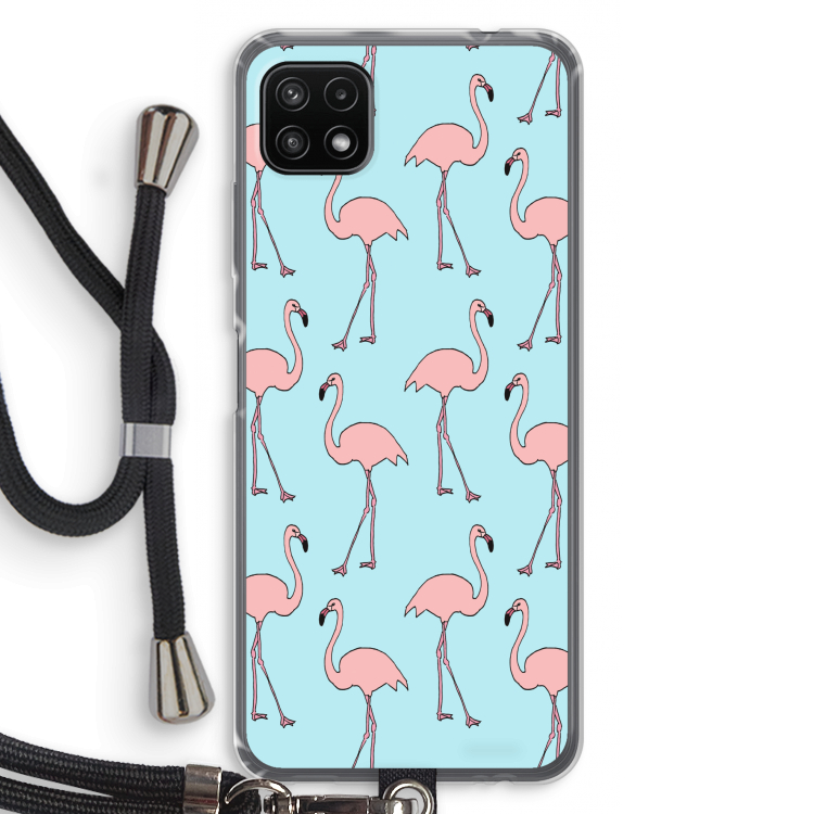 Anything Flamingoes: Samsung Galaxy A22 5G Transparant Hoesje met koord
