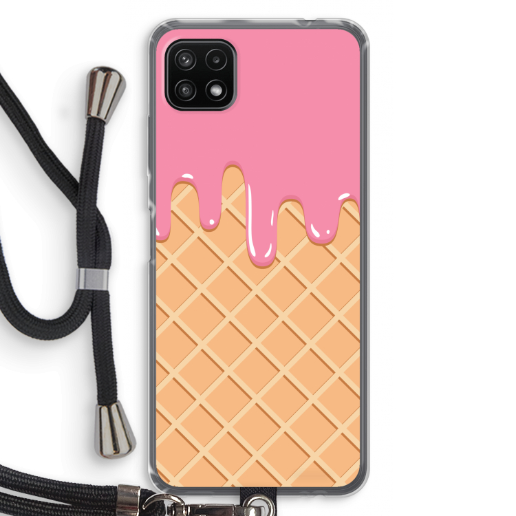 Ice cream: Samsung Galaxy A22 5G Transparant Hoesje met koord