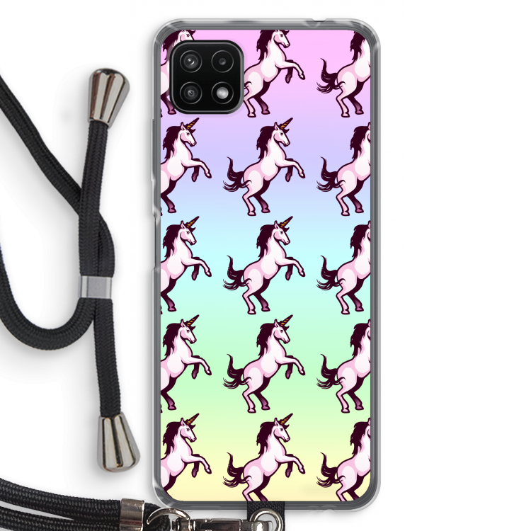 Musketon Unicorn: Samsung Galaxy A22 5G Transparant Hoesje met koord