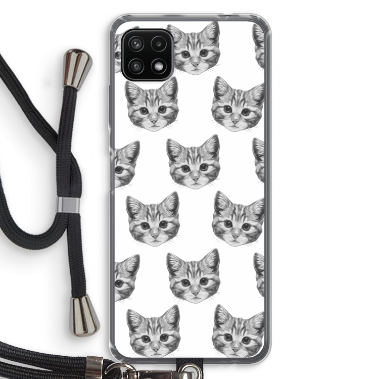 Kitten: Samsung Galaxy A22 5G Transparant Hoesje met koord