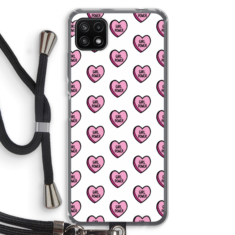 GIRL POWER: Samsung Galaxy A22 5G Transparant Hoesje met koord