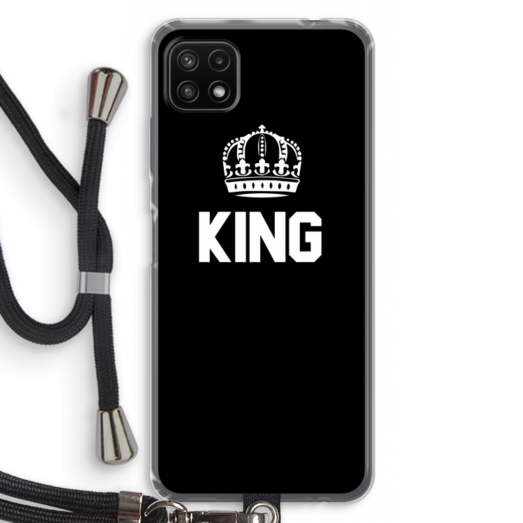 King zwart: Samsung Galaxy A22 5G Transparant Hoesje met koord