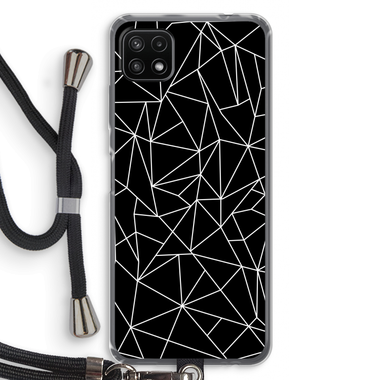 Geometrische lijnen wit: Samsung Galaxy A22 5G Transparant Hoesje met koord