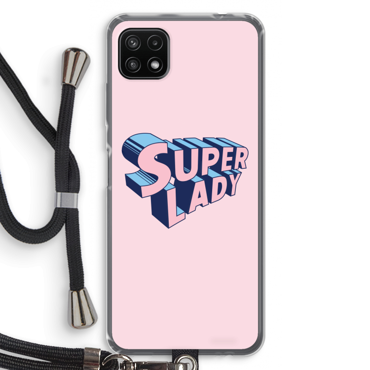 Superlady: Samsung Galaxy A22 5G Transparant Hoesje met koord