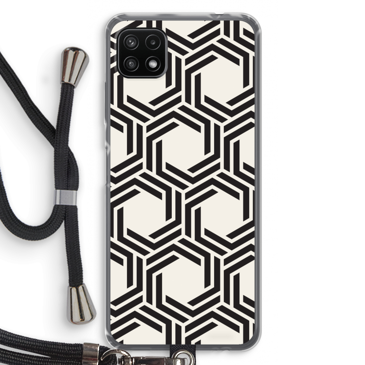Geometrisch patroon: Samsung Galaxy A22 5G Transparant Hoesje met koord