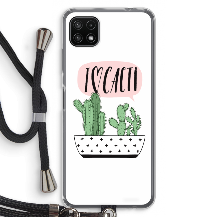 I love cacti: Samsung Galaxy A22 5G Transparant Hoesje met koord