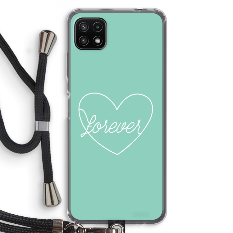 Forever heart pastel: Samsung Galaxy A22 5G Transparant Hoesje met koord