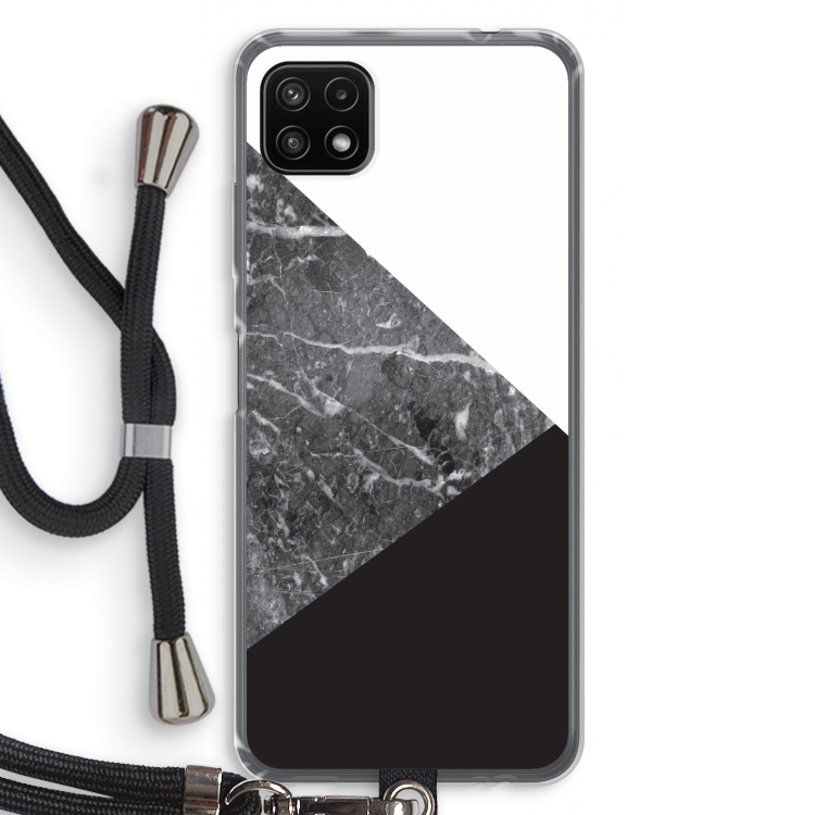 Combinatie marmer: Samsung Galaxy A22 5G Transparant Hoesje met koord