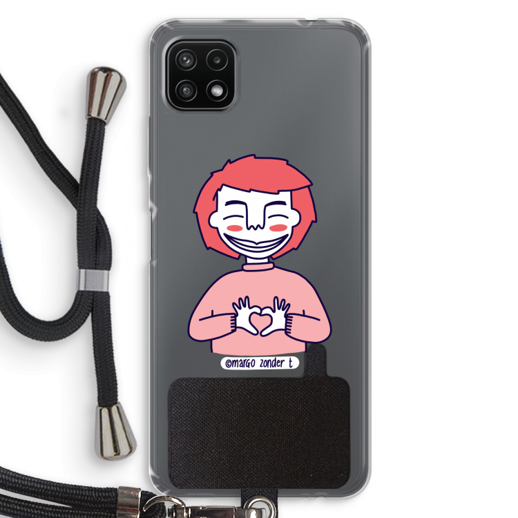 Hartje: Samsung Galaxy A22 5G Transparant Hoesje met koord