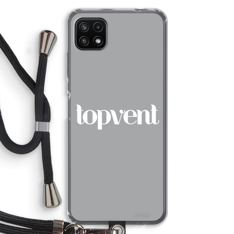 Topvent Grijs Wit: Samsung Galaxy A22 5G Transparant Hoesje met koord