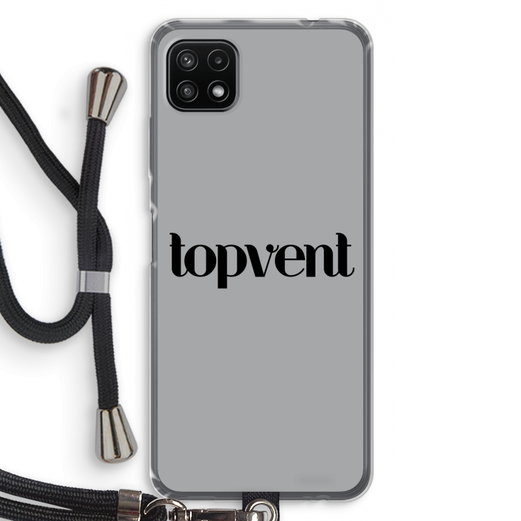 Topvent Grijs Zwart: Samsung Galaxy A22 5G Transparant Hoesje met koord