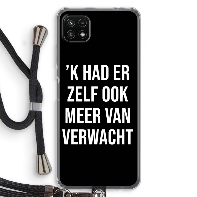 Meer verwacht - Zwart: Samsung Galaxy A22 5G Transparant Hoesje met koord