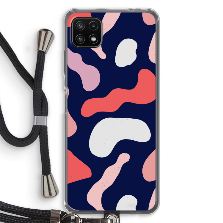 Memphis Shapes Pink: Samsung Galaxy A22 5G Transparant Hoesje met koord