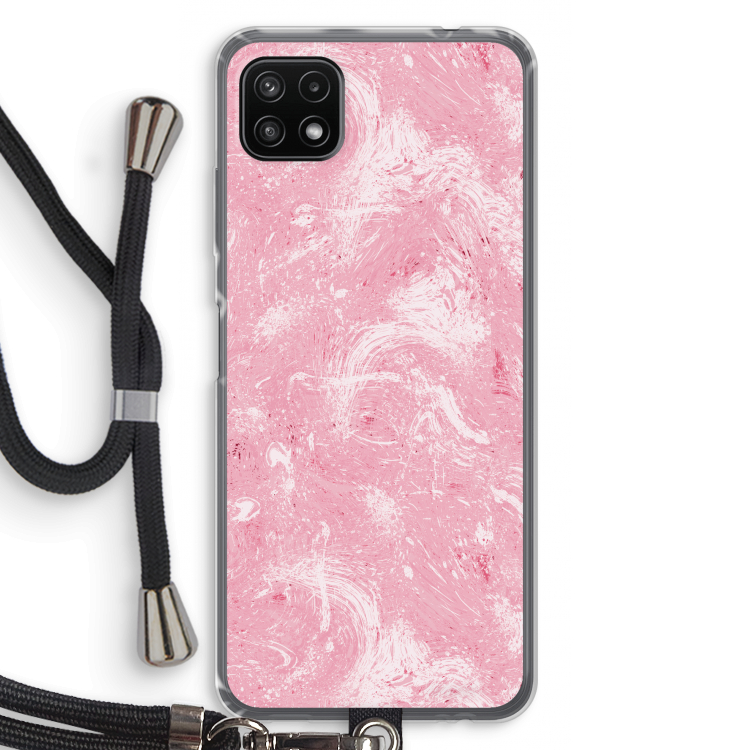 Abstract Painting Pink: Samsung Galaxy A22 5G Transparant Hoesje met koord