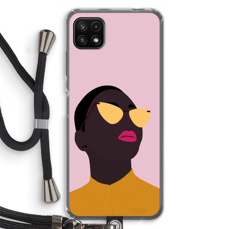 Yellow glasses: Samsung Galaxy A22 5G Transparant Hoesje met koord