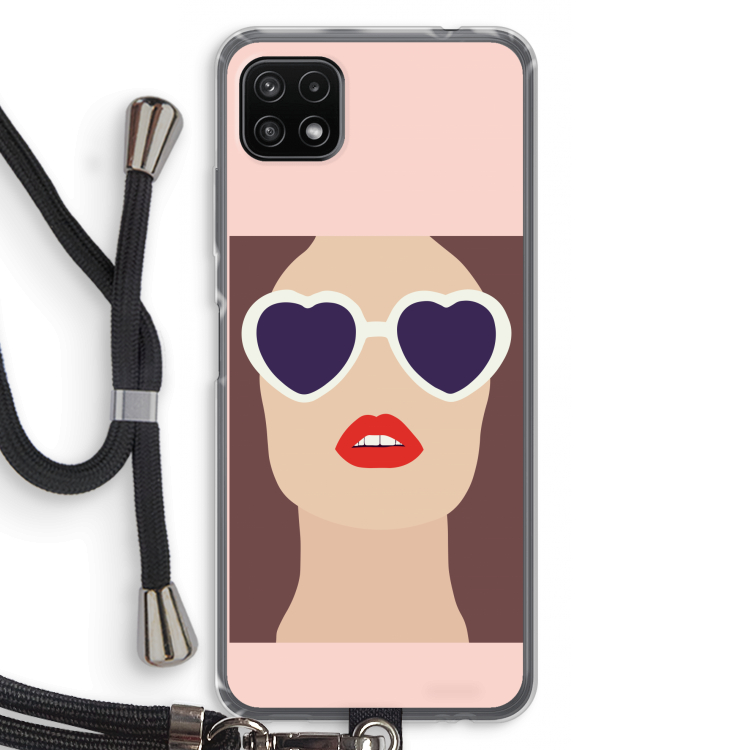 Red lips: Samsung Galaxy A22 5G Transparant Hoesje met koord