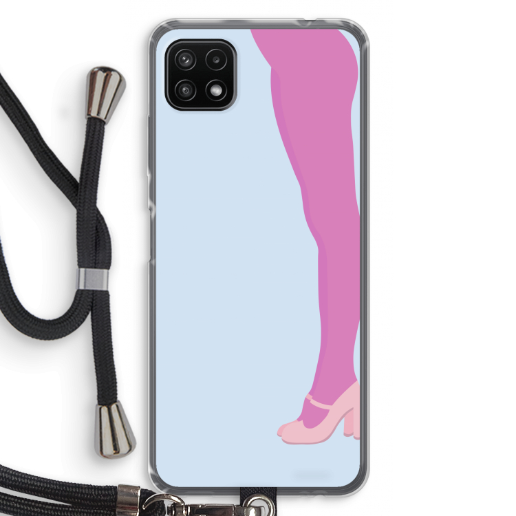 Pink panty: Samsung Galaxy A22 5G Transparant Hoesje met koord