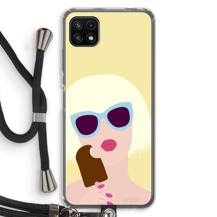 Ice cream: Samsung Galaxy A22 5G Transparant Hoesje met koord
