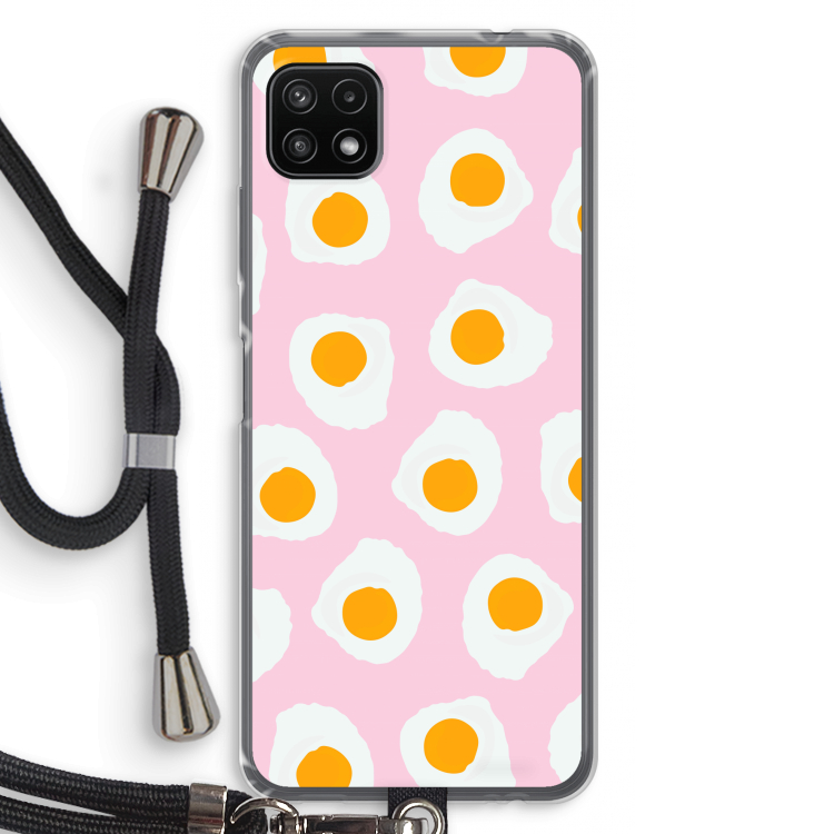 Dancing eggs: Samsung Galaxy A22 5G Transparant Hoesje met koord