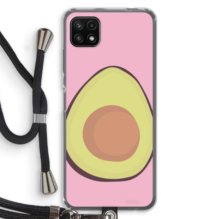 Avocado: Samsung Galaxy A22 5G Transparant Hoesje met koord