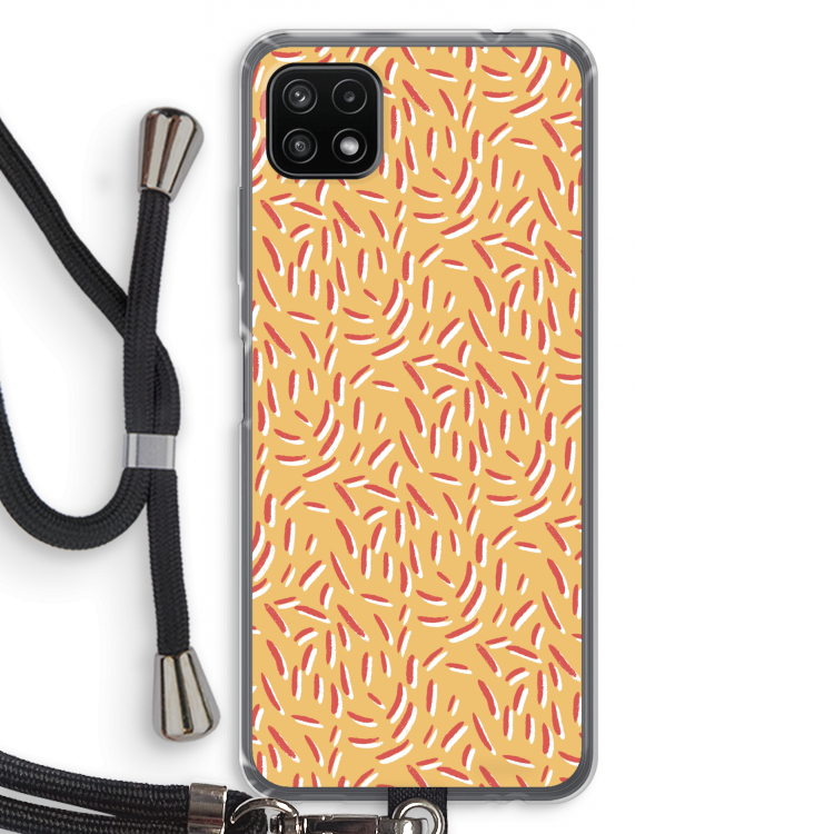Camouflage: Samsung Galaxy A22 5G Transparant Hoesje met koord