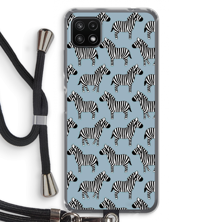 Zebra: Samsung Galaxy A22 5G Transparant Hoesje met koord