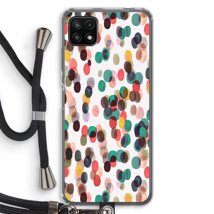 Tropical Dots: Samsung Galaxy A22 5G Transparant Hoesje met koord