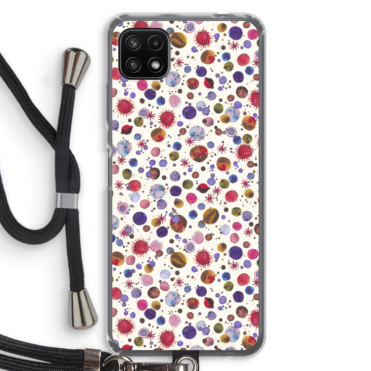Planets Space: Samsung Galaxy A22 5G Transparant Hoesje met koord