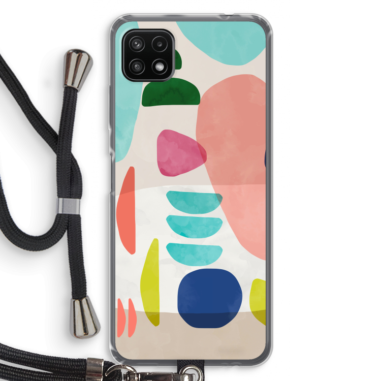 Bold Rounded Shapes: Samsung Galaxy A22 5G Transparant Hoesje met koord