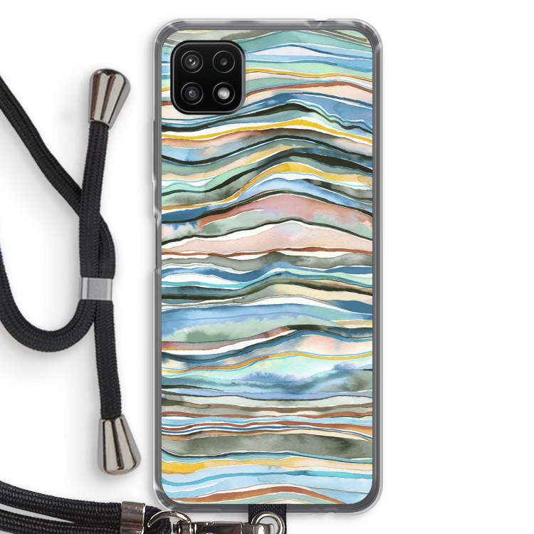 Watercolor Agate: Samsung Galaxy A22 5G Transparant Hoesje met koord