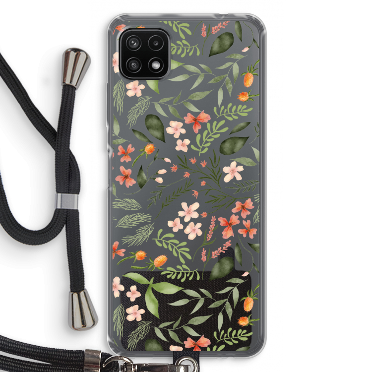Sweet little flowers: Samsung Galaxy A22 5G Transparant Hoesje met koord