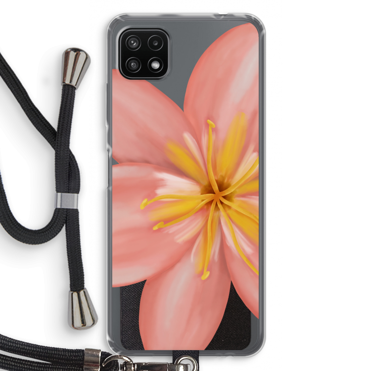 Pink Ellila Flower: Samsung Galaxy A22 5G Transparant Hoesje met koord