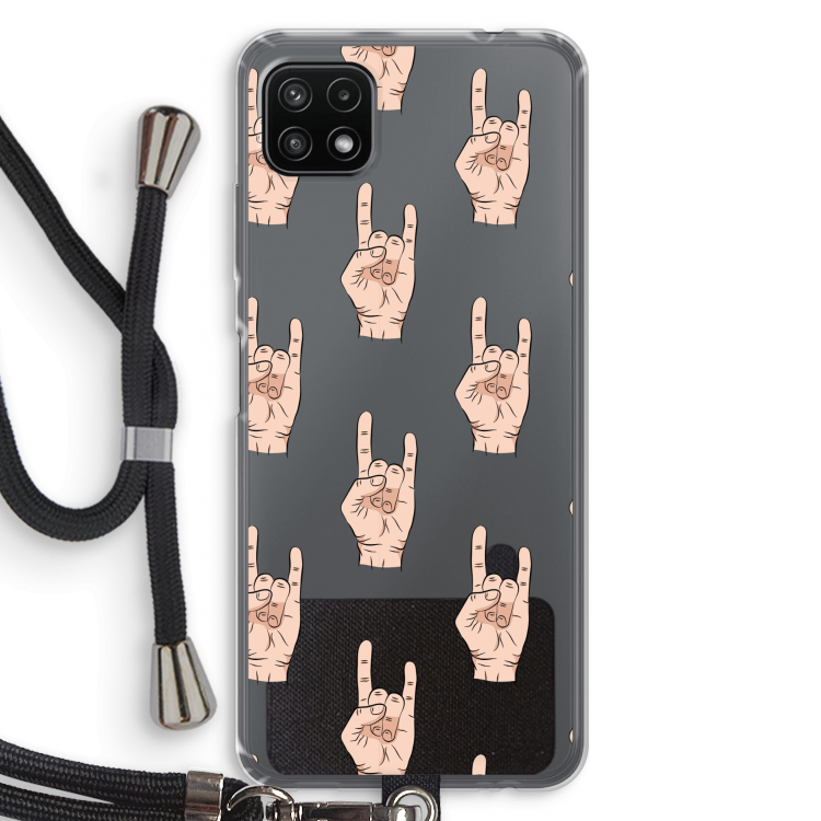 Rock: Samsung Galaxy A22 5G Transparant Hoesje met koord