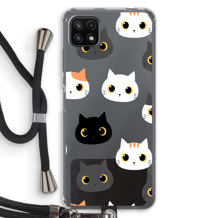 Katten: Samsung Galaxy A22 5G Transparant Hoesje met koord