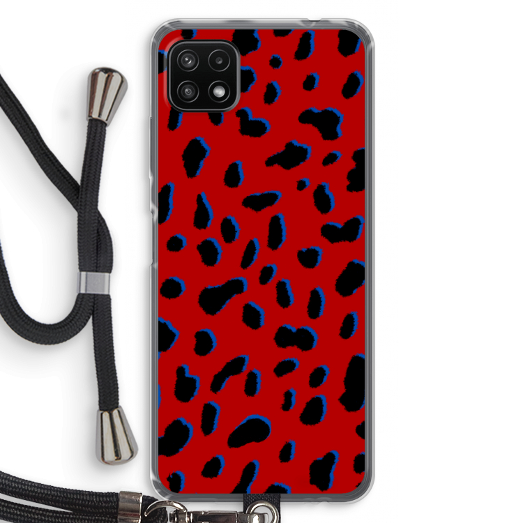 Red Leopard: Samsung Galaxy A22 5G Transparant Hoesje met koord
