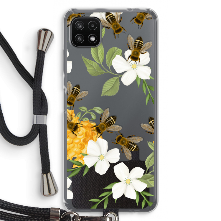 No flowers without bees: Samsung Galaxy A22 5G Transparant Hoesje met koord