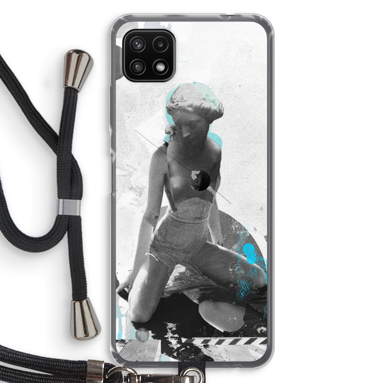 I will not feel a thing: Samsung Galaxy A22 5G Transparant Hoesje met koord