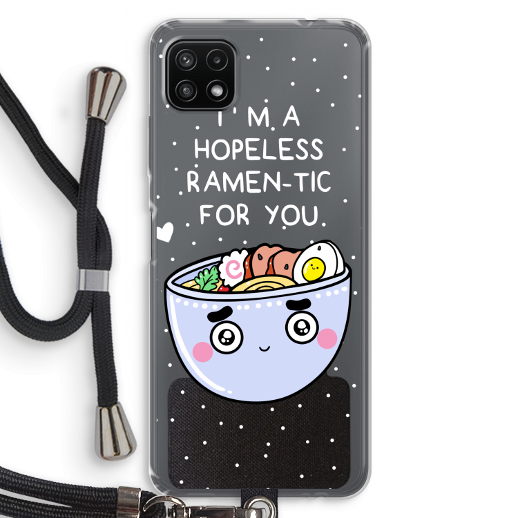 I'm A Hopeless Ramen-Tic For You: Samsung Galaxy A22 5G Transparant Hoesje met koord