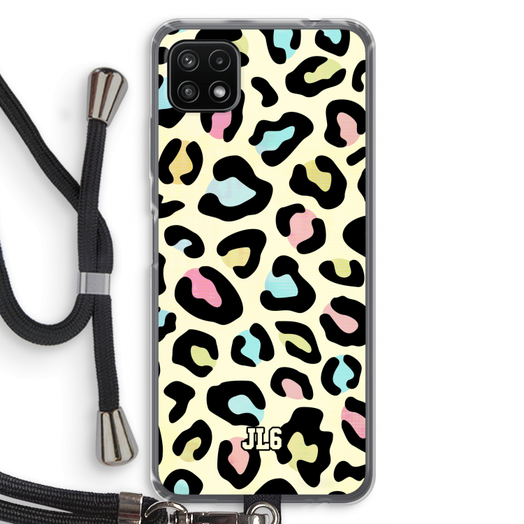 Leopard pattern: Samsung Galaxy A22 5G Transparant Hoesje met koord