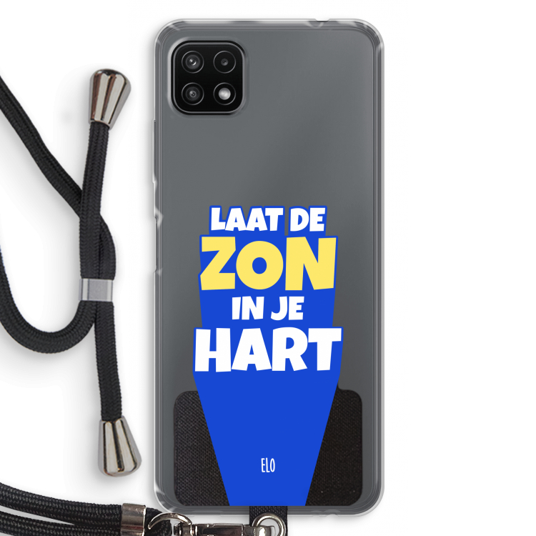 Laat de zon in je hart: Samsung Galaxy A22 5G Transparant Hoesje met koord