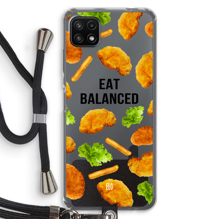 Eat Balanced: Samsung Galaxy A22 5G Transparant Hoesje met koord