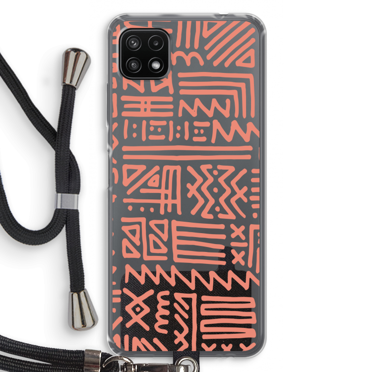 Marrakech Pink: Samsung Galaxy A22 5G Transparant Hoesje met koord