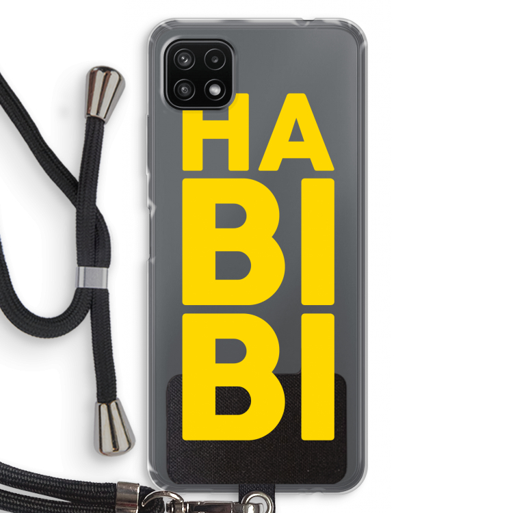 Habibi Blue: Samsung Galaxy A22 5G Transparant Hoesje met koord